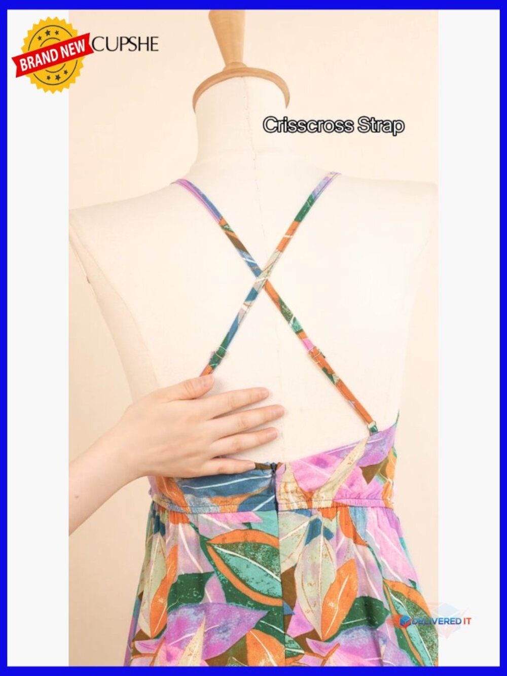 Sleeveless Maxi Dress with Spaghetti Straps, V-Neck, A-Line, Flowy Beach - Picture 4 of 4